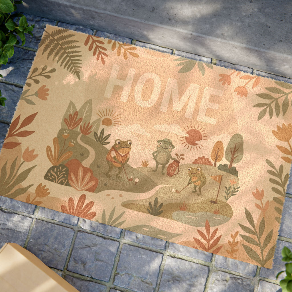 Boho Golfing Frogs Spring Home Welcome Mat