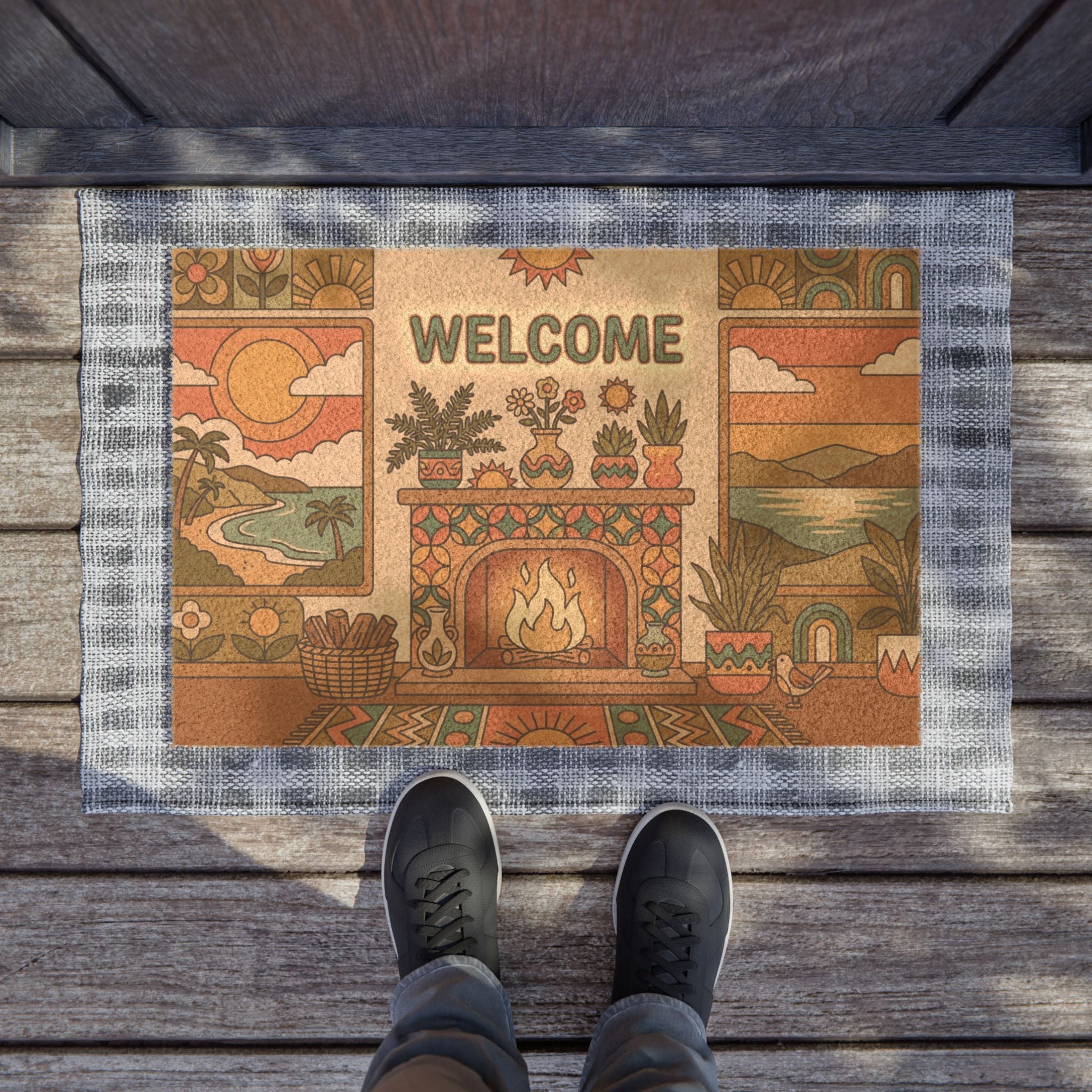 Retro 70s Summer Hearth Welcome Mat