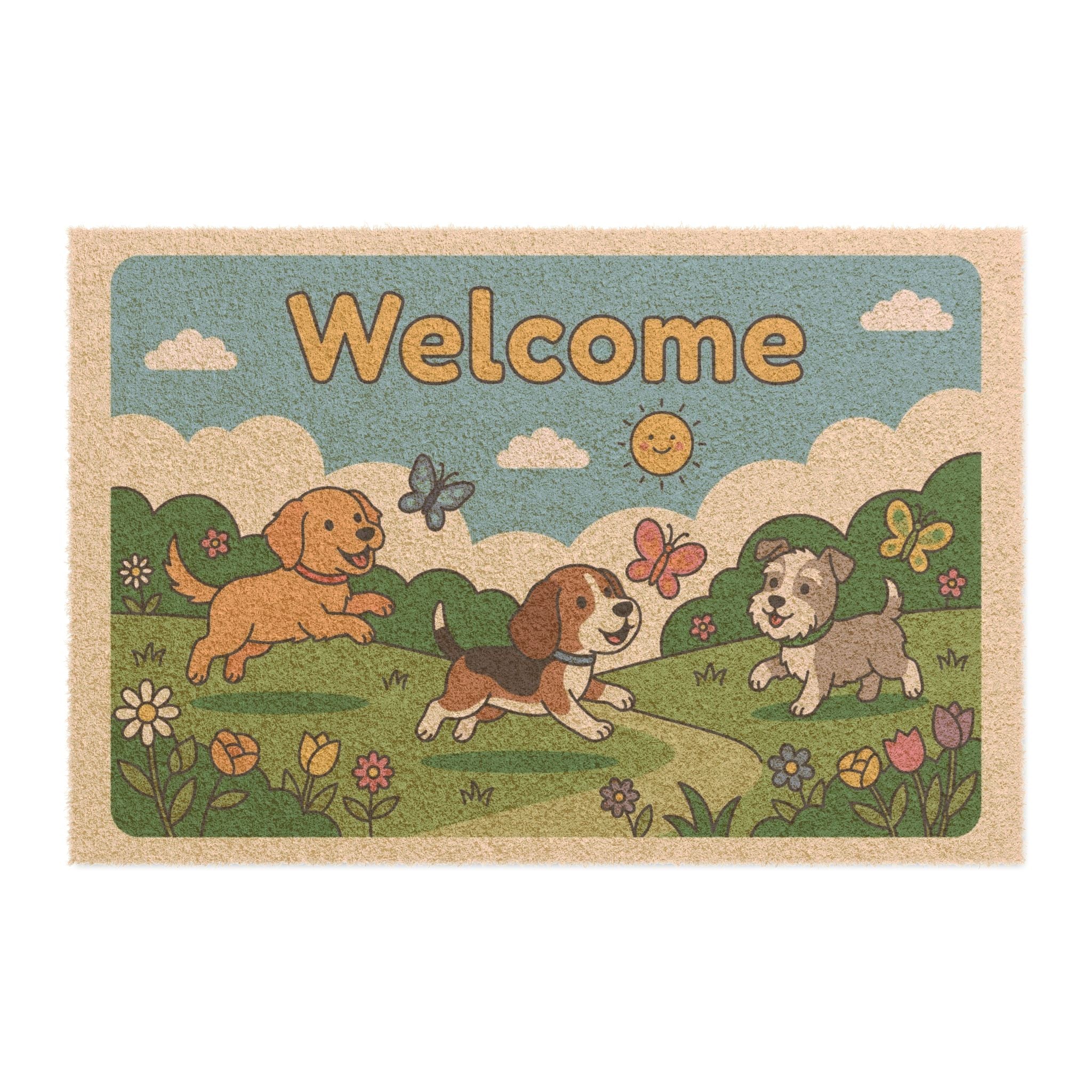Puppy Paradise Spring Welcome Mat