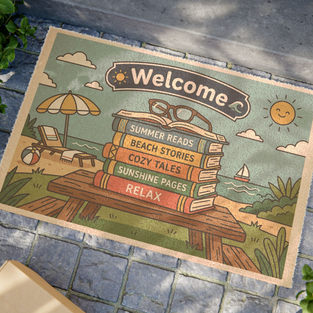 Sunny Bookworm Beach Welcome Doormat