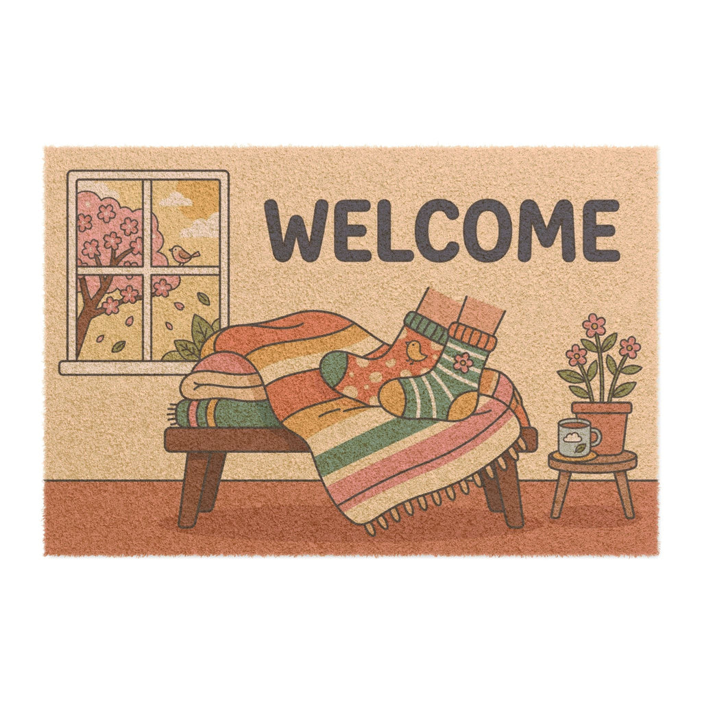 Cozy Blossoms & Socks Spring Welcome Mat