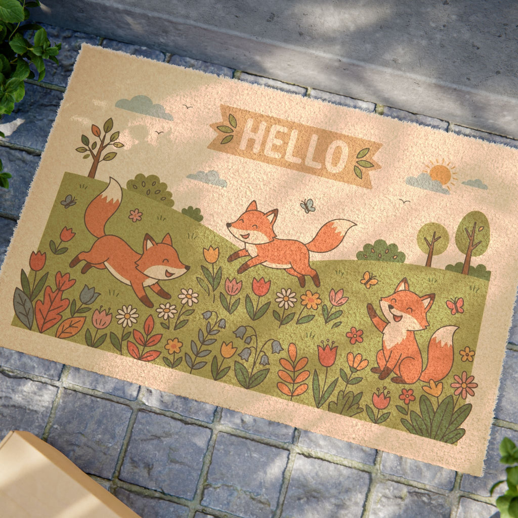 Friendly Foxes Hello Spring Doormat