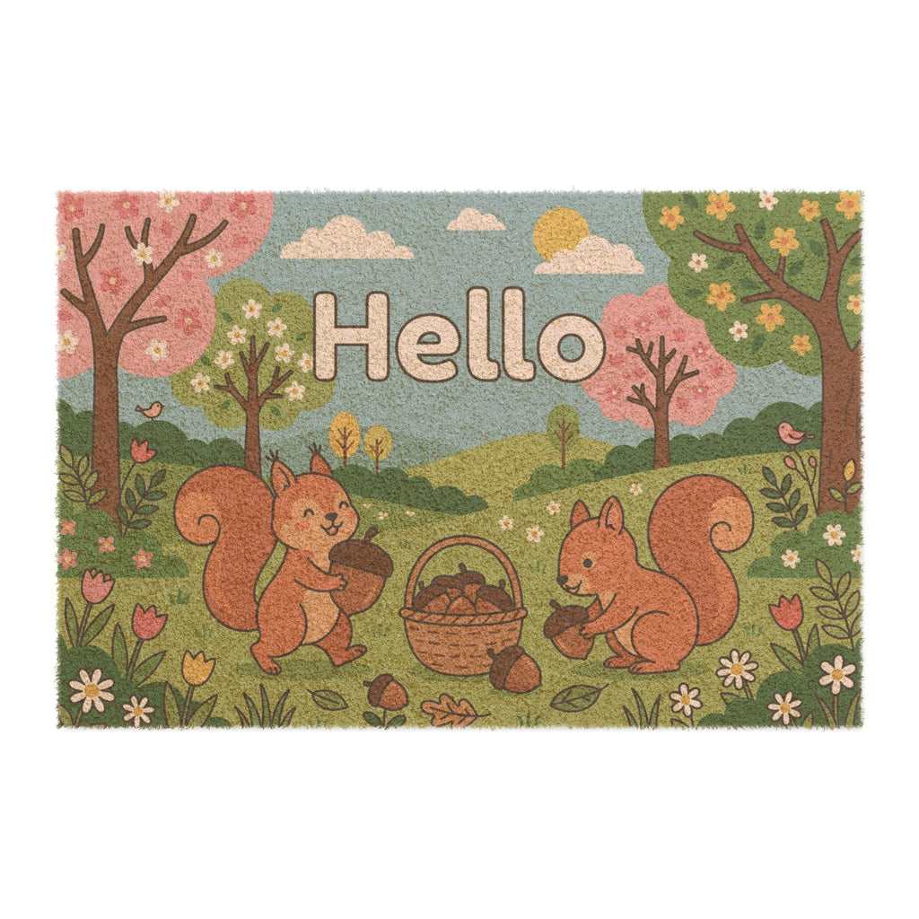 Nutty Squirrels Spring Welcome Doormat