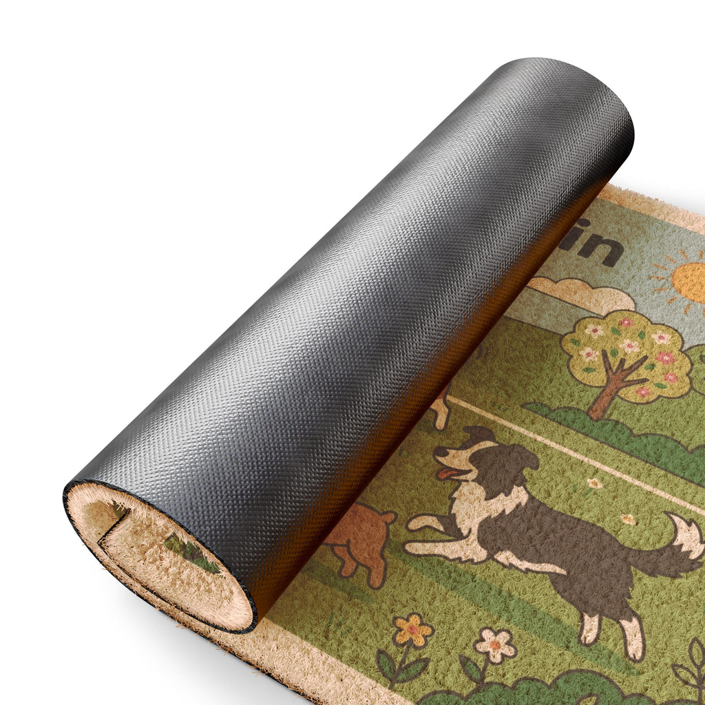 Playful Pups Football Welcome Doormat