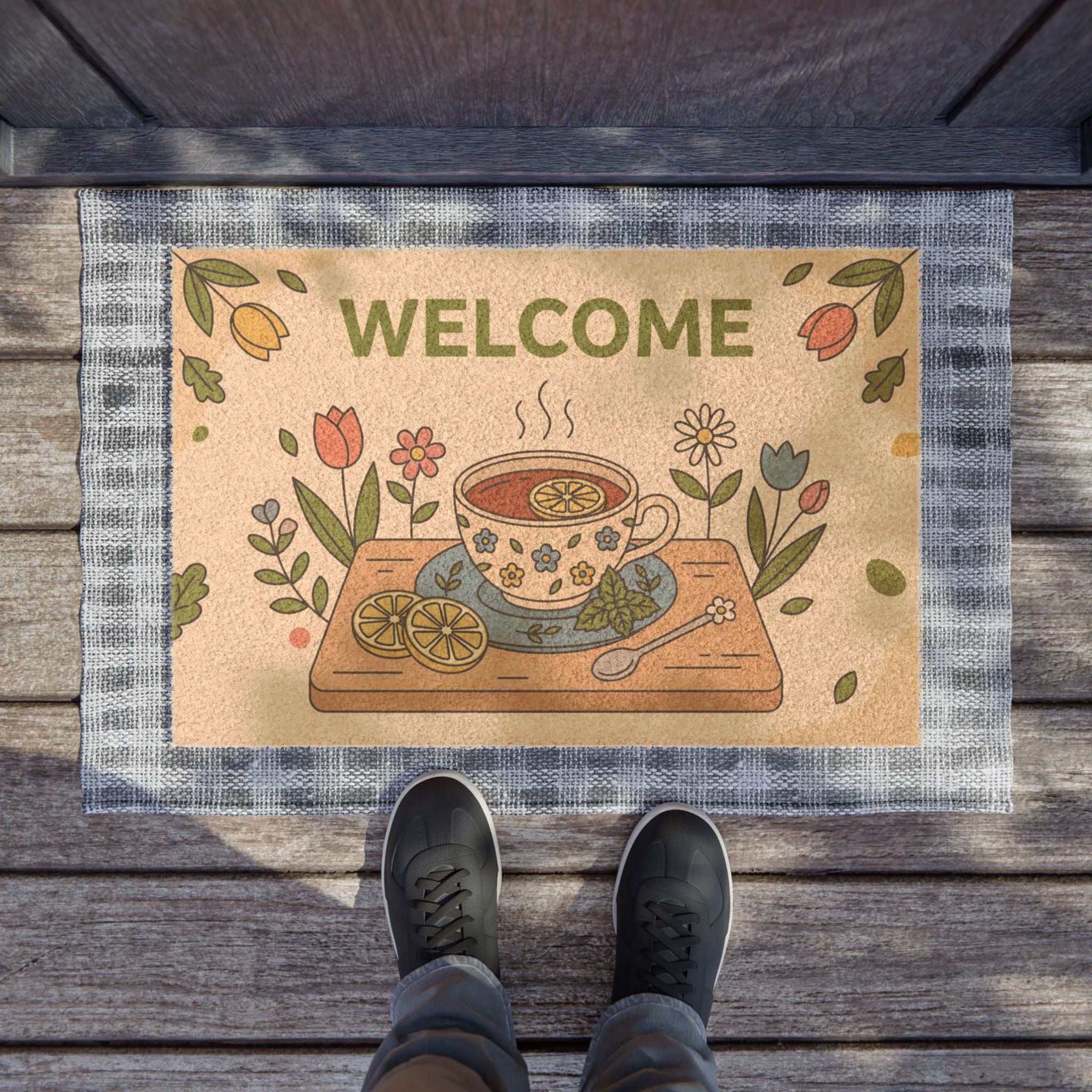 Sweet Lemon Tea Spring Welcome Mat