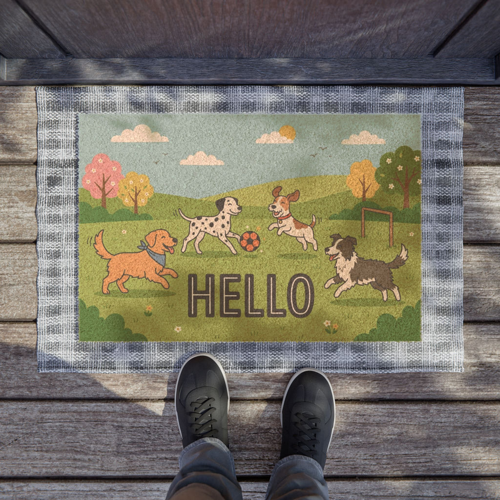 Playful Pups Spring Soccer Welcome Art