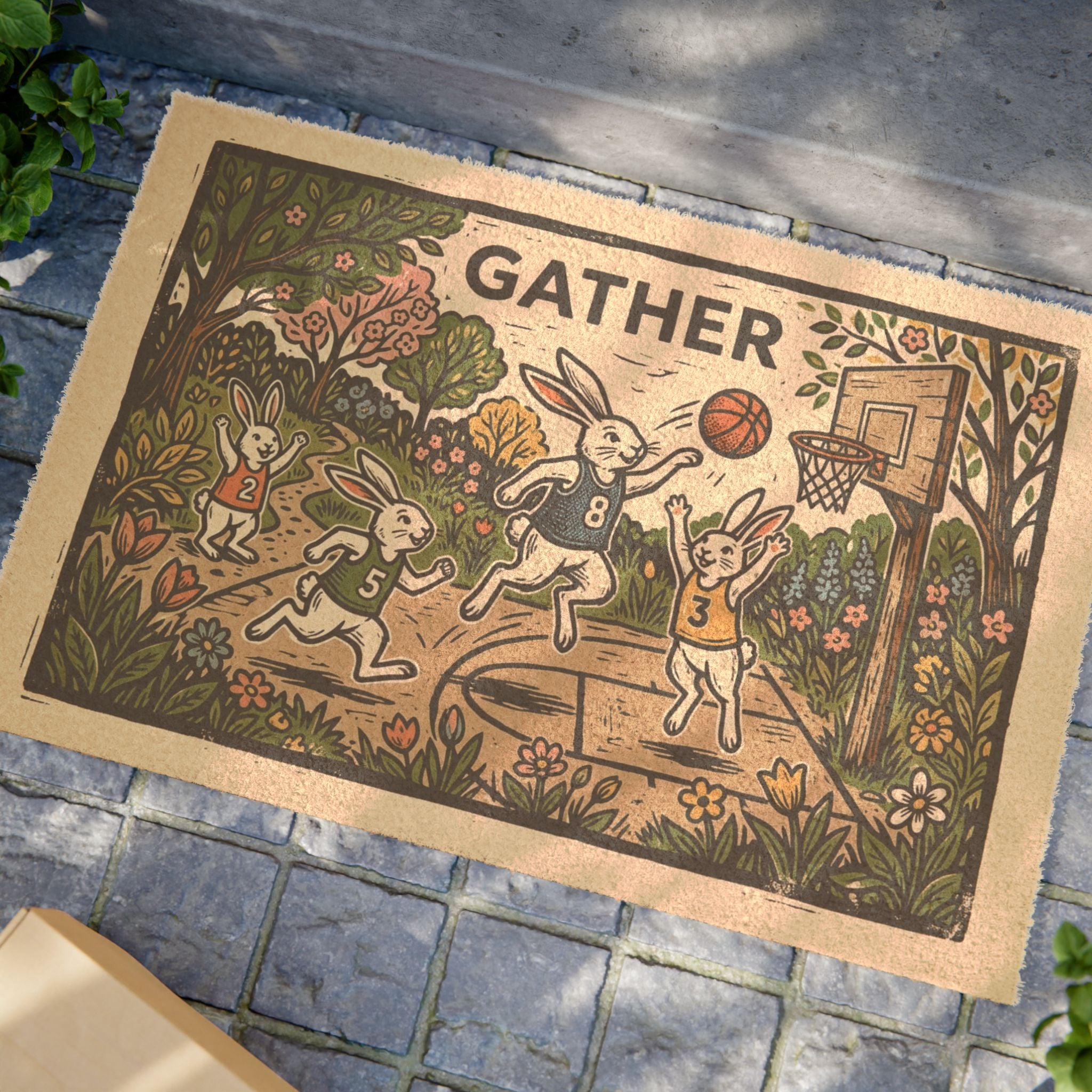Retro Gather Spring Hoops Blockprint Art