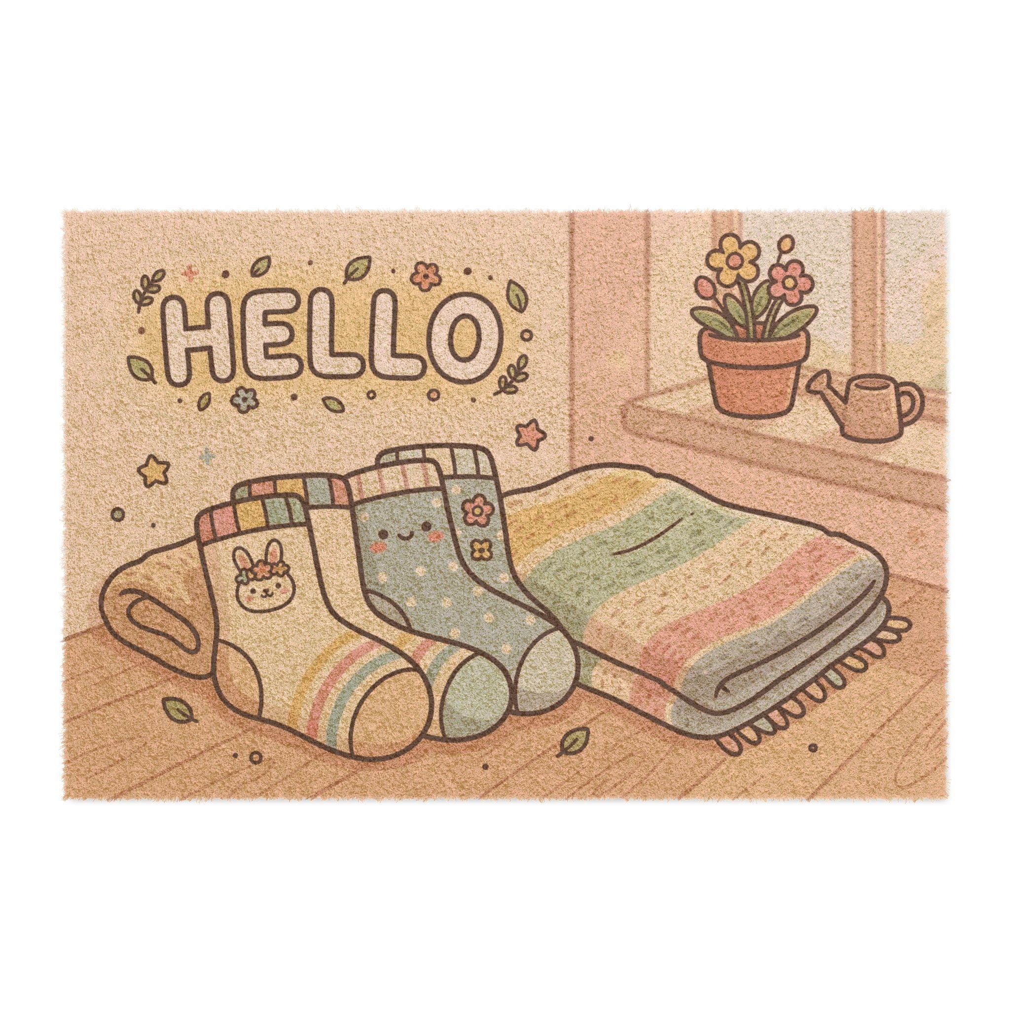 Kawaii Hello Spring Cozy Socks Doormat