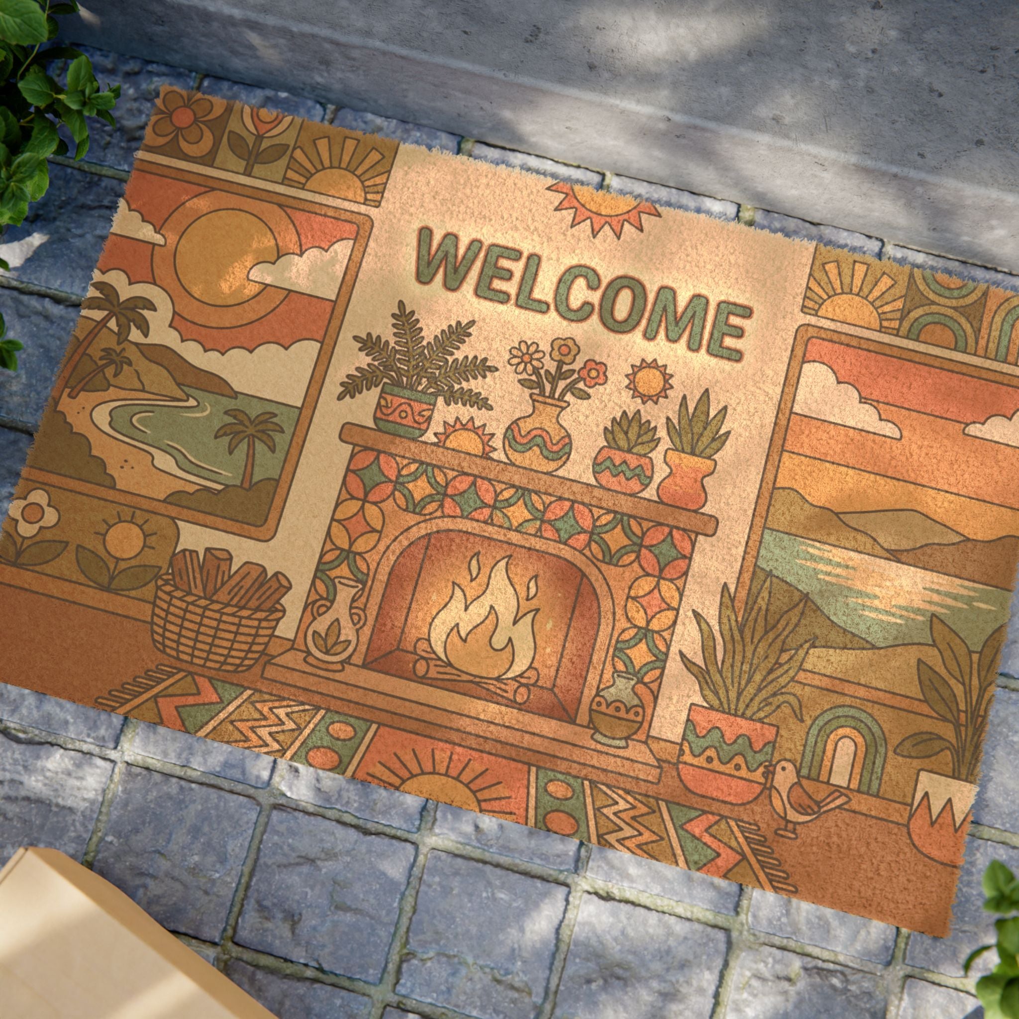 Retro 70s Summer Hearth Welcome Mat