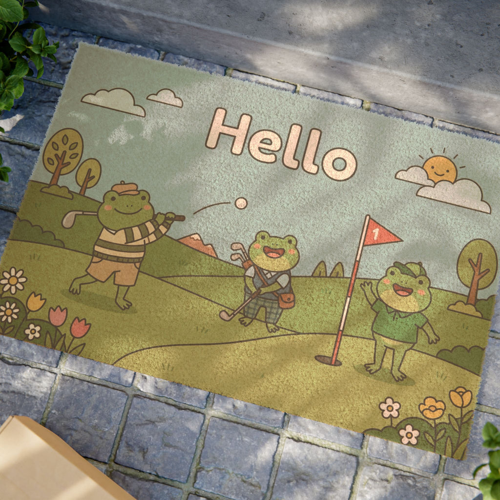 Hoppy Golfers Hello Spring Doormat