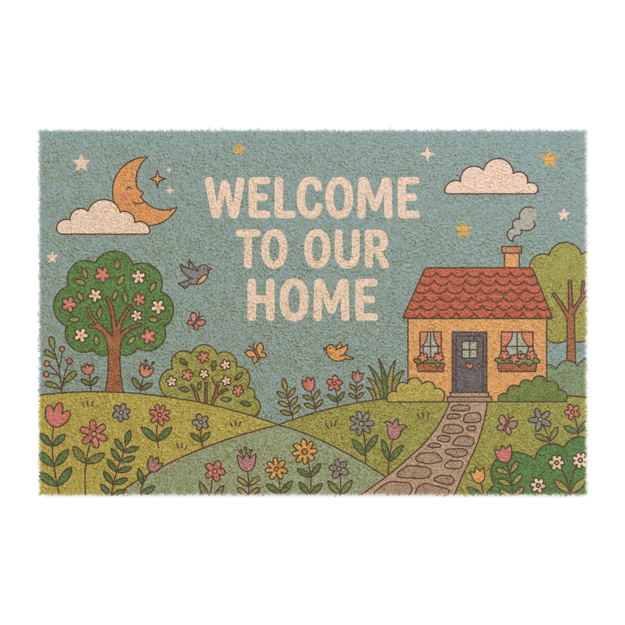 Cozy Moonlit Garden Welcome Doormat