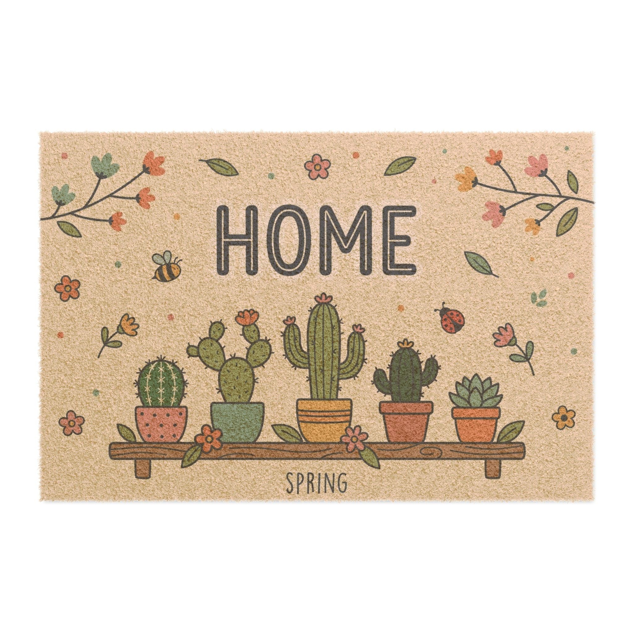 Whimsical Spring Cactus Home Doormat