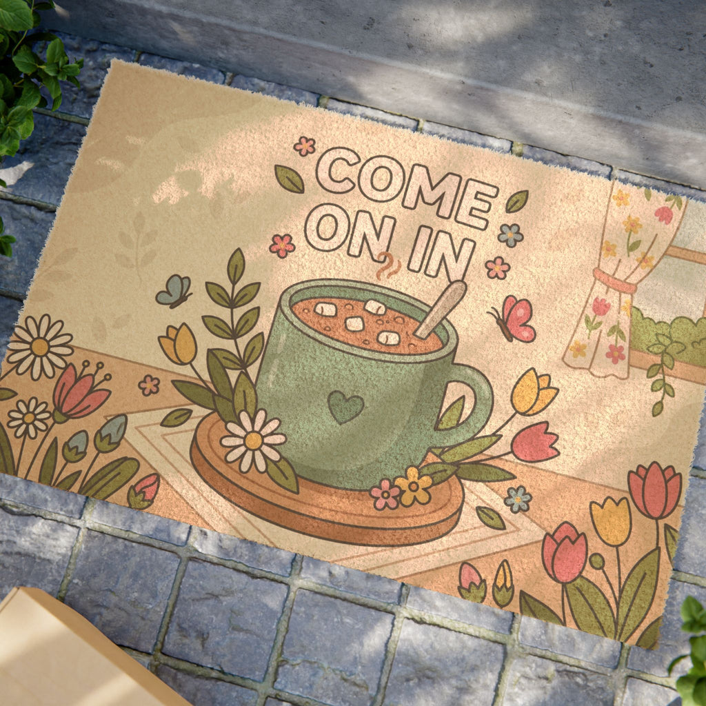 Warm Welcome Spring Cocoa Doormat