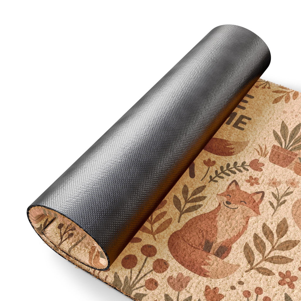 Boho Botanical Playful Foxes Welcome Mat