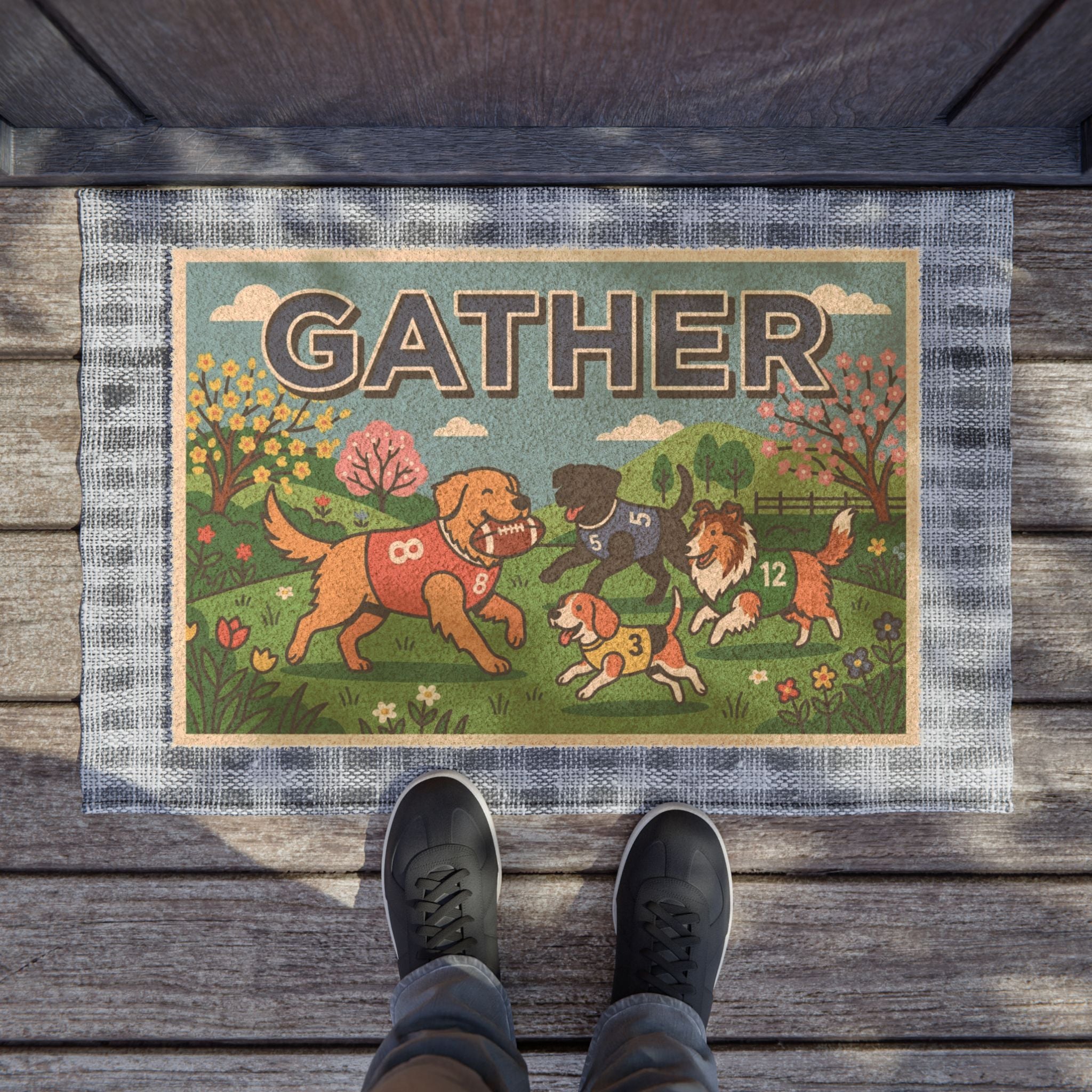 Gather Bold Pop Art Pups Football Print