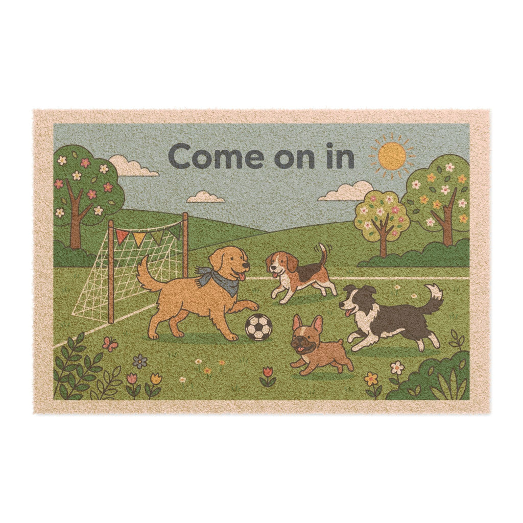 Playful Pups Football Welcome Doormat