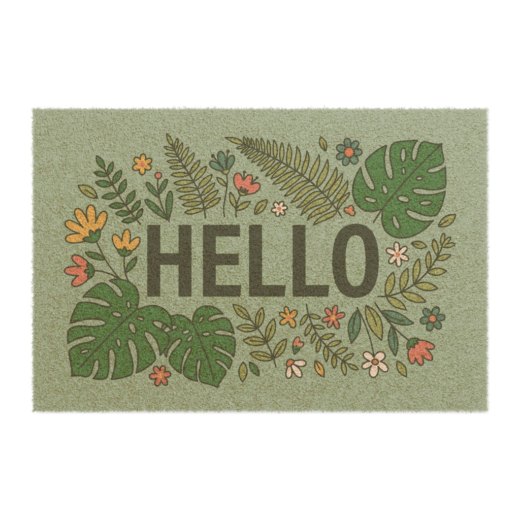 Tropical Monstera Hello Welcome Mat