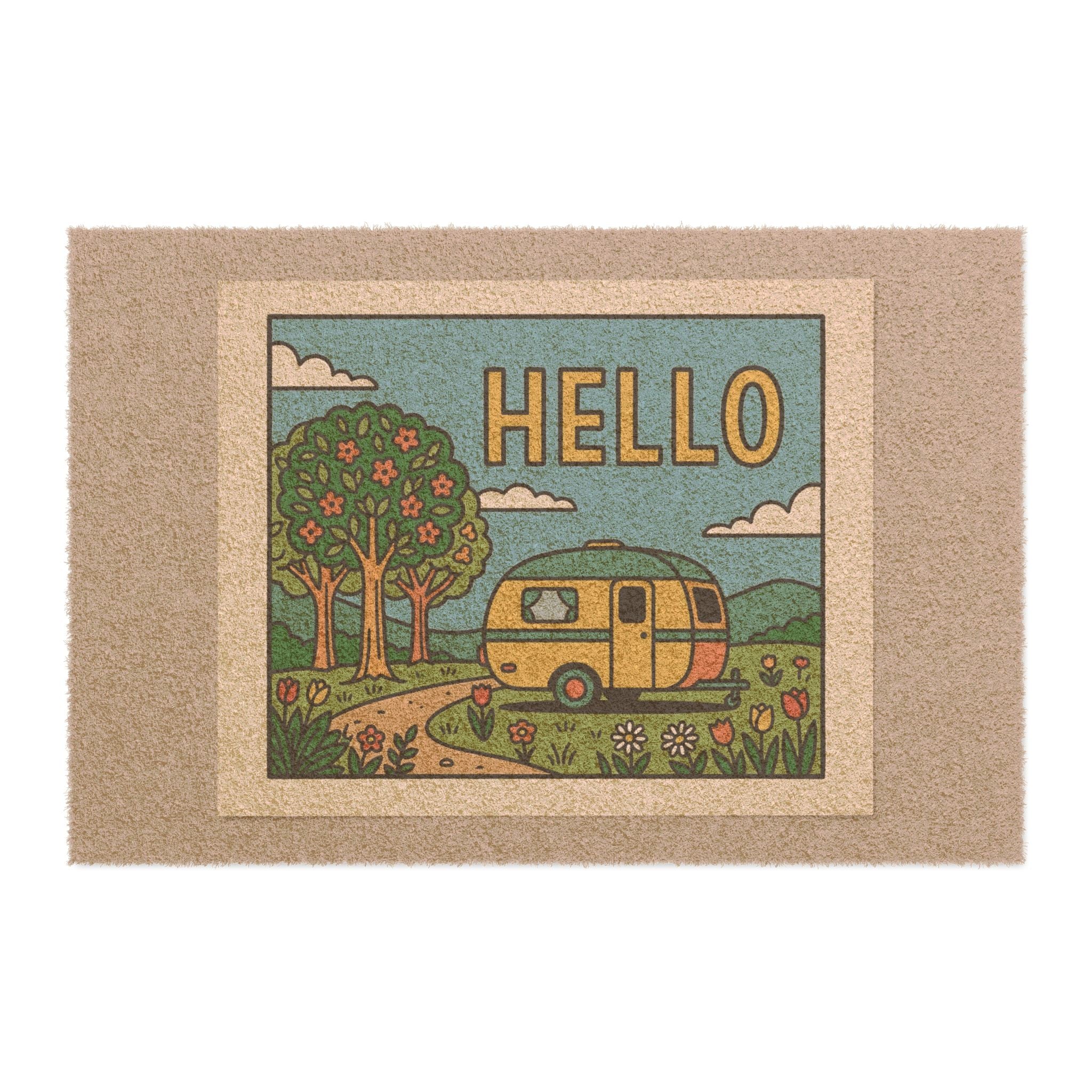 Retro Hello Spring Camper Art Print