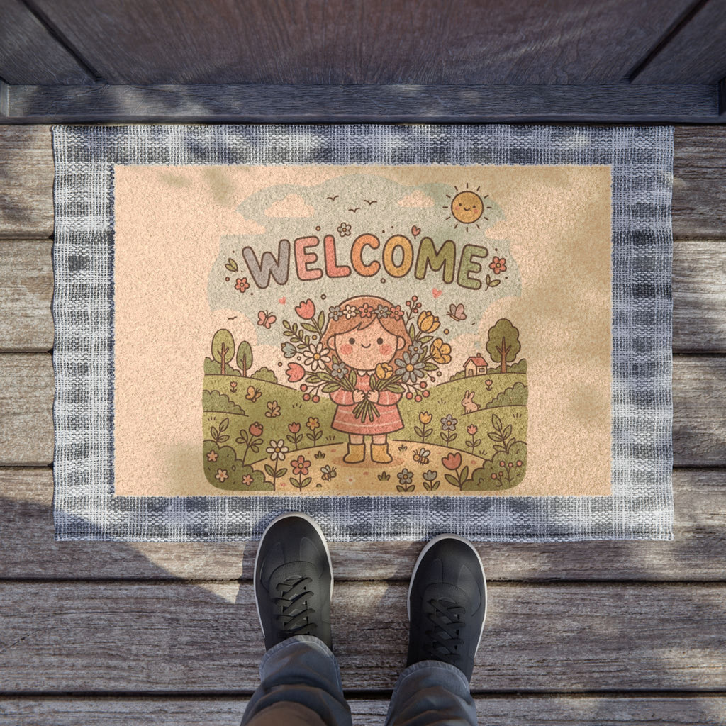 Kawaii Wildflower Girl Spring Welcome Sign