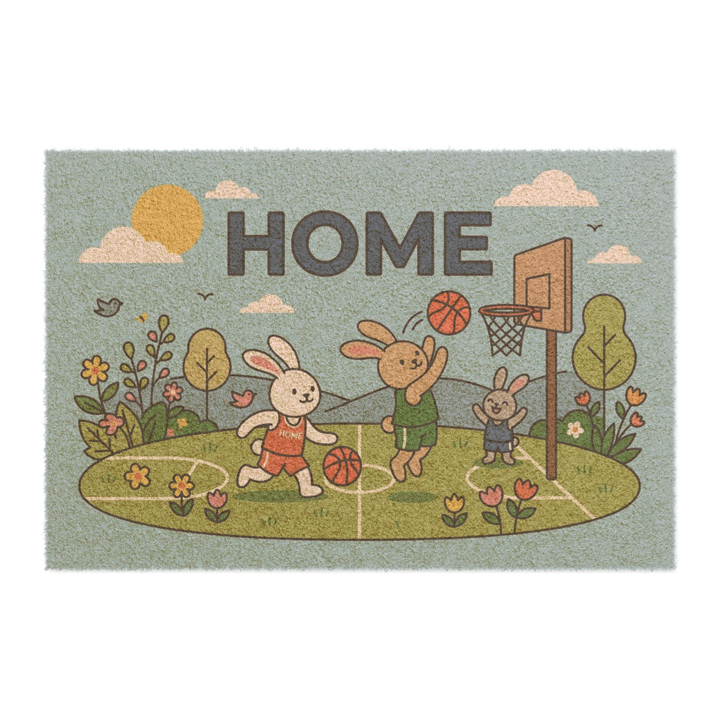 Hoppy Hoops Basketball Bunnies Doormat
