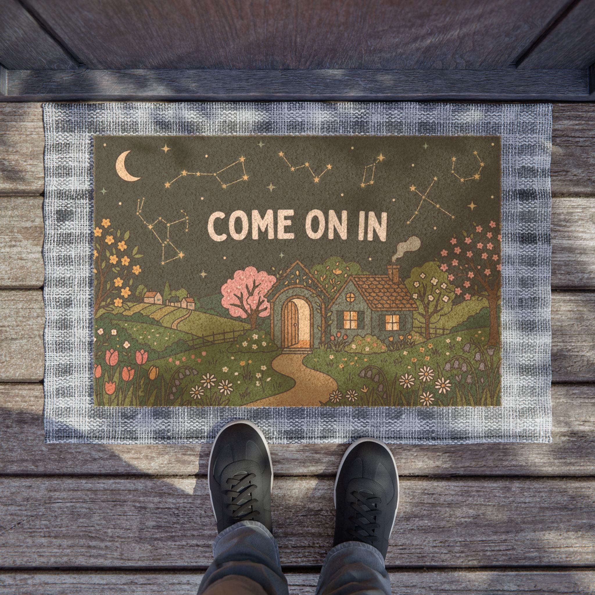 Starlit Spring Cottage Welcome Doormat