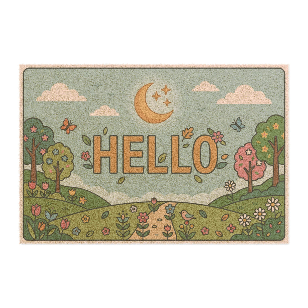 Whimsical Moonlit Spring Welcome Mat