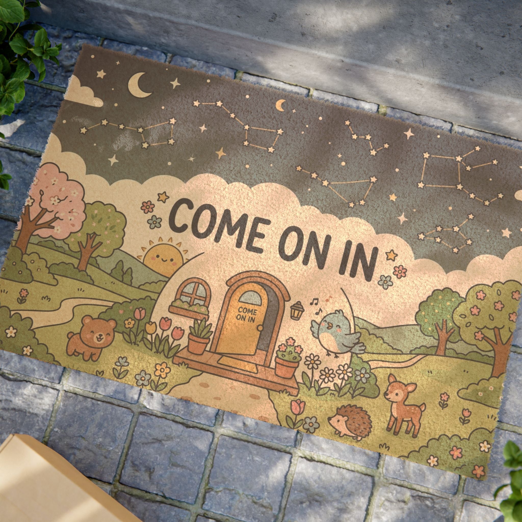 Celestial Spring Forest Friends Welcome Mat