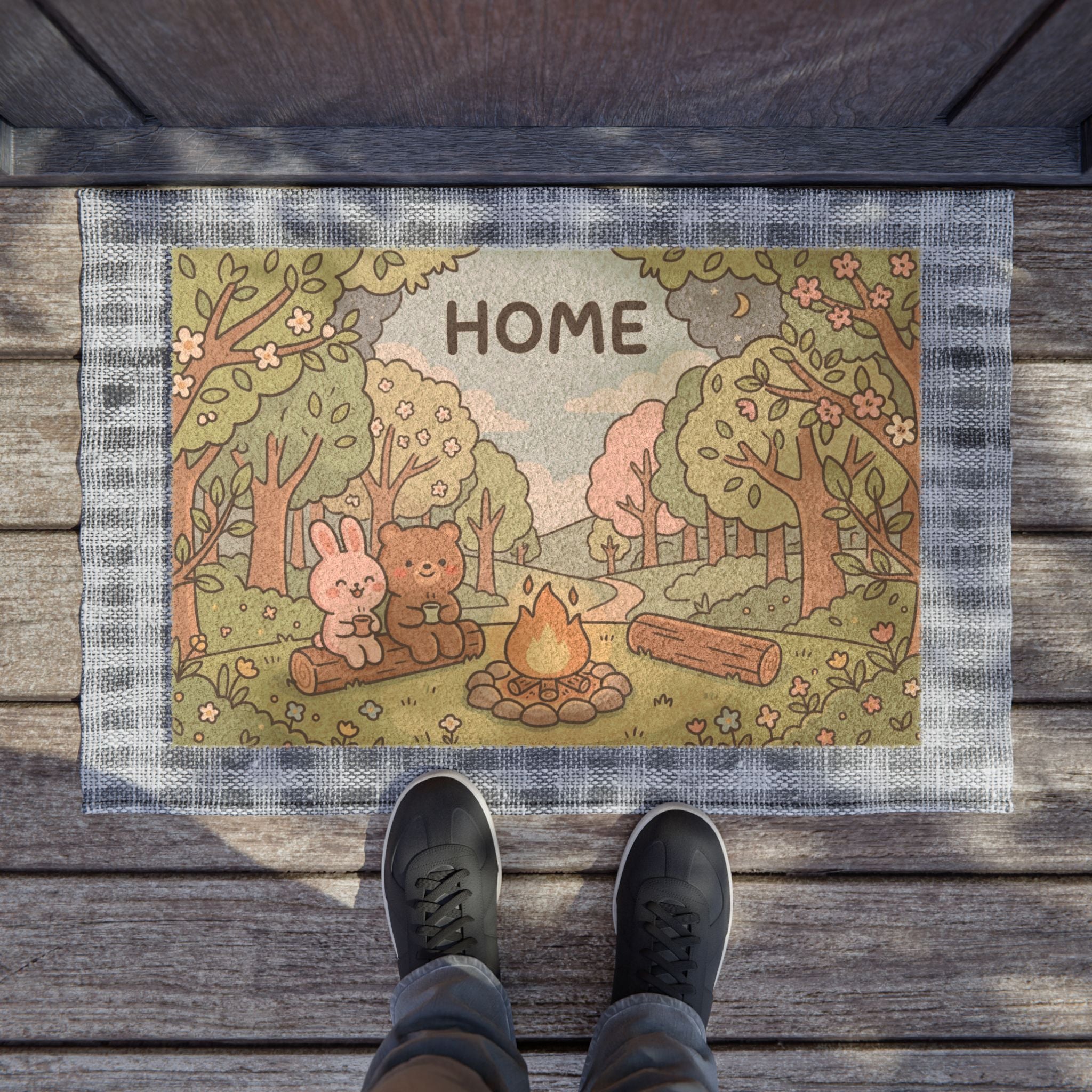Kawaii Campfire Friends Home Welcome Doormat