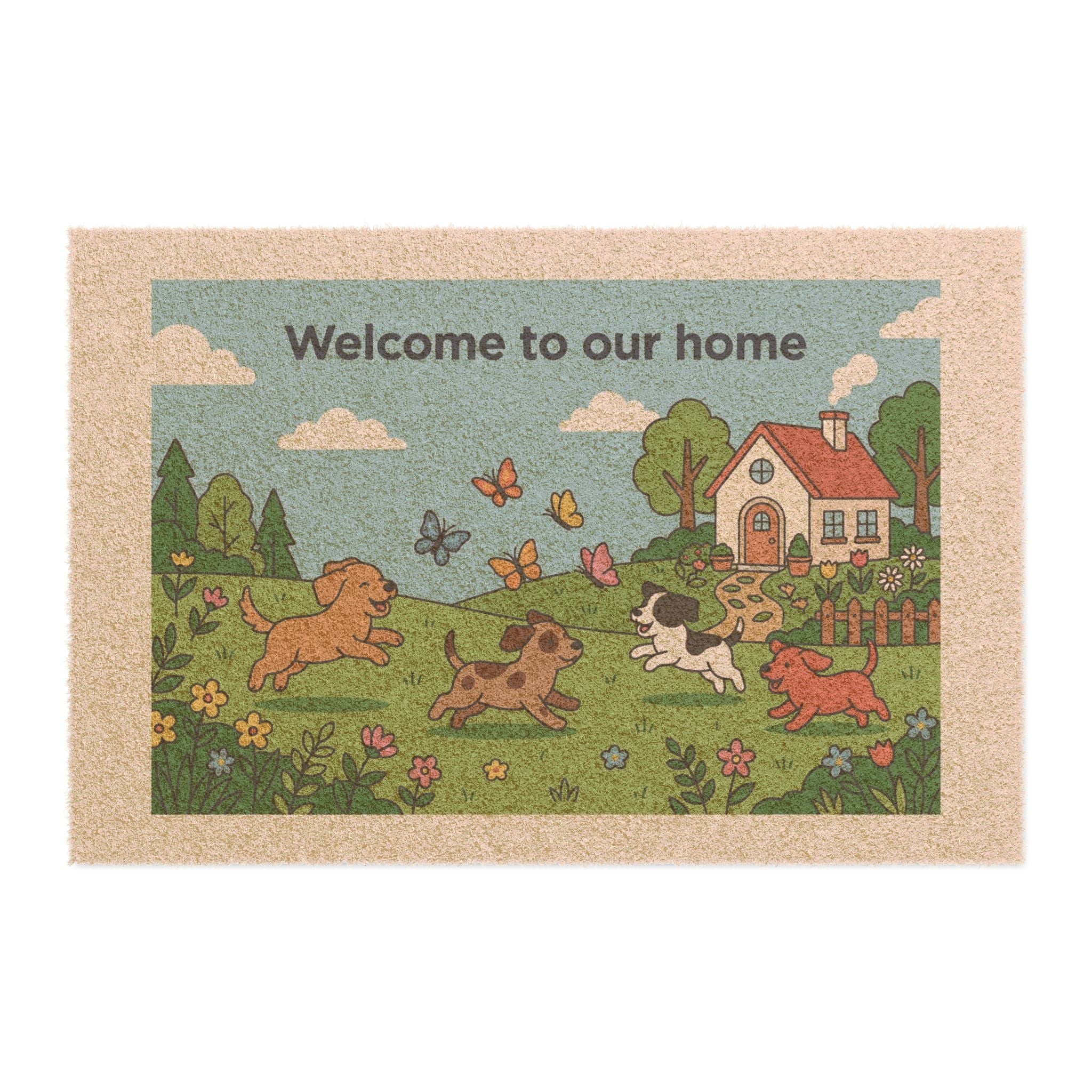Playful Puppies Garden Welcome Doormat