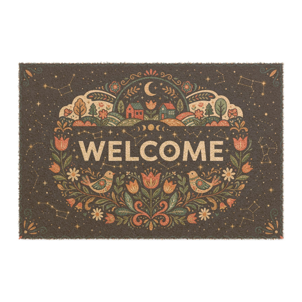 Celestial Folk Art Spring Welcome Mat