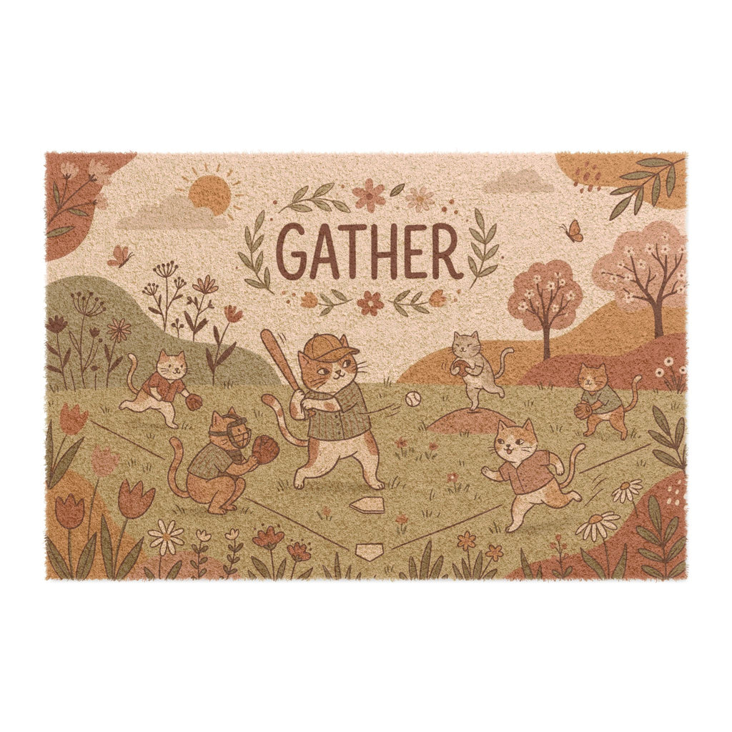 Boho Spring Baseball Kitties Gather Art