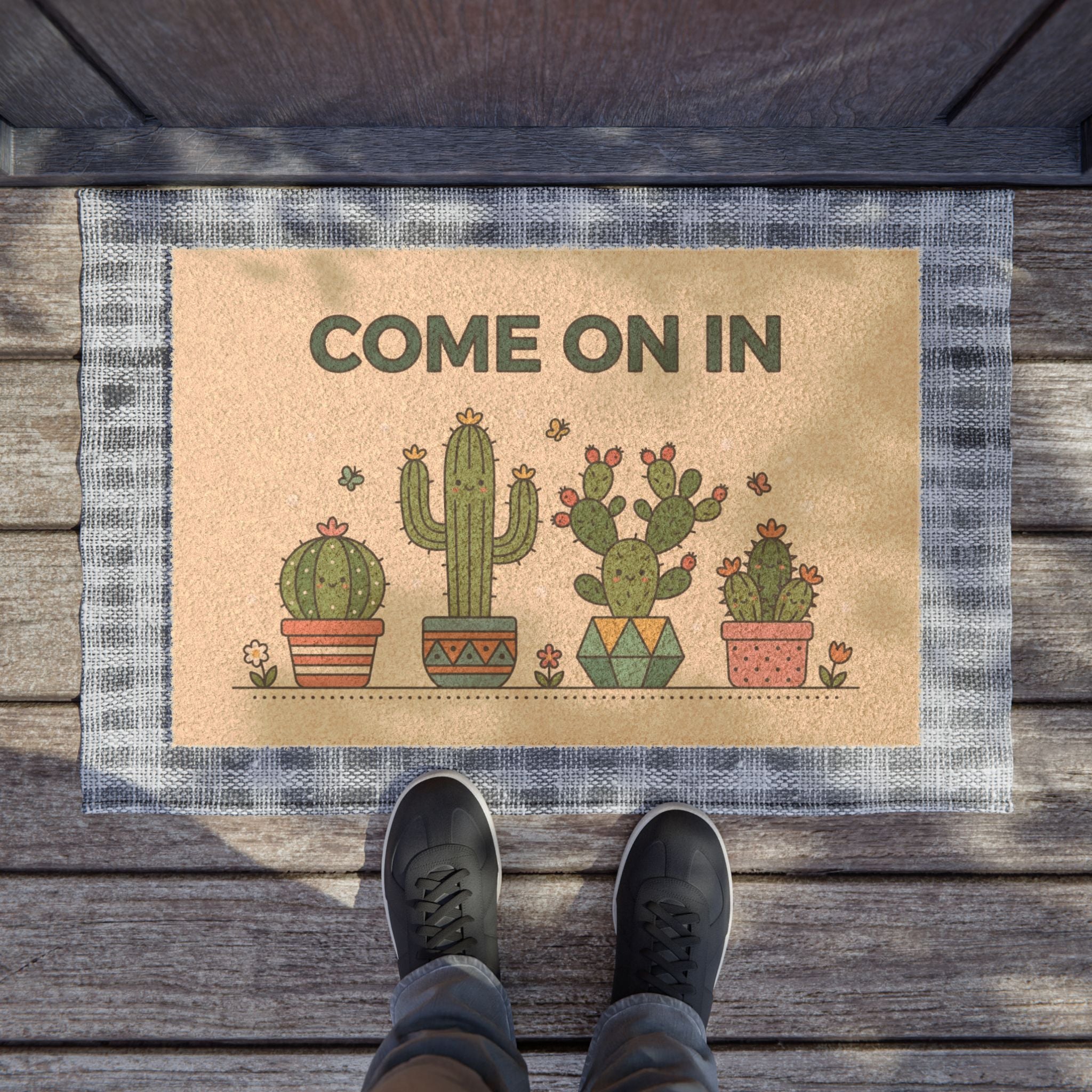 Smiling Cactus 'Come On In' Welcome Mat