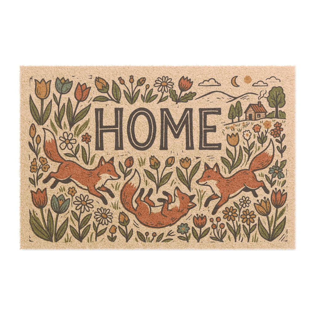 Cozy Linocut Spring Foxes Home Welcome Art