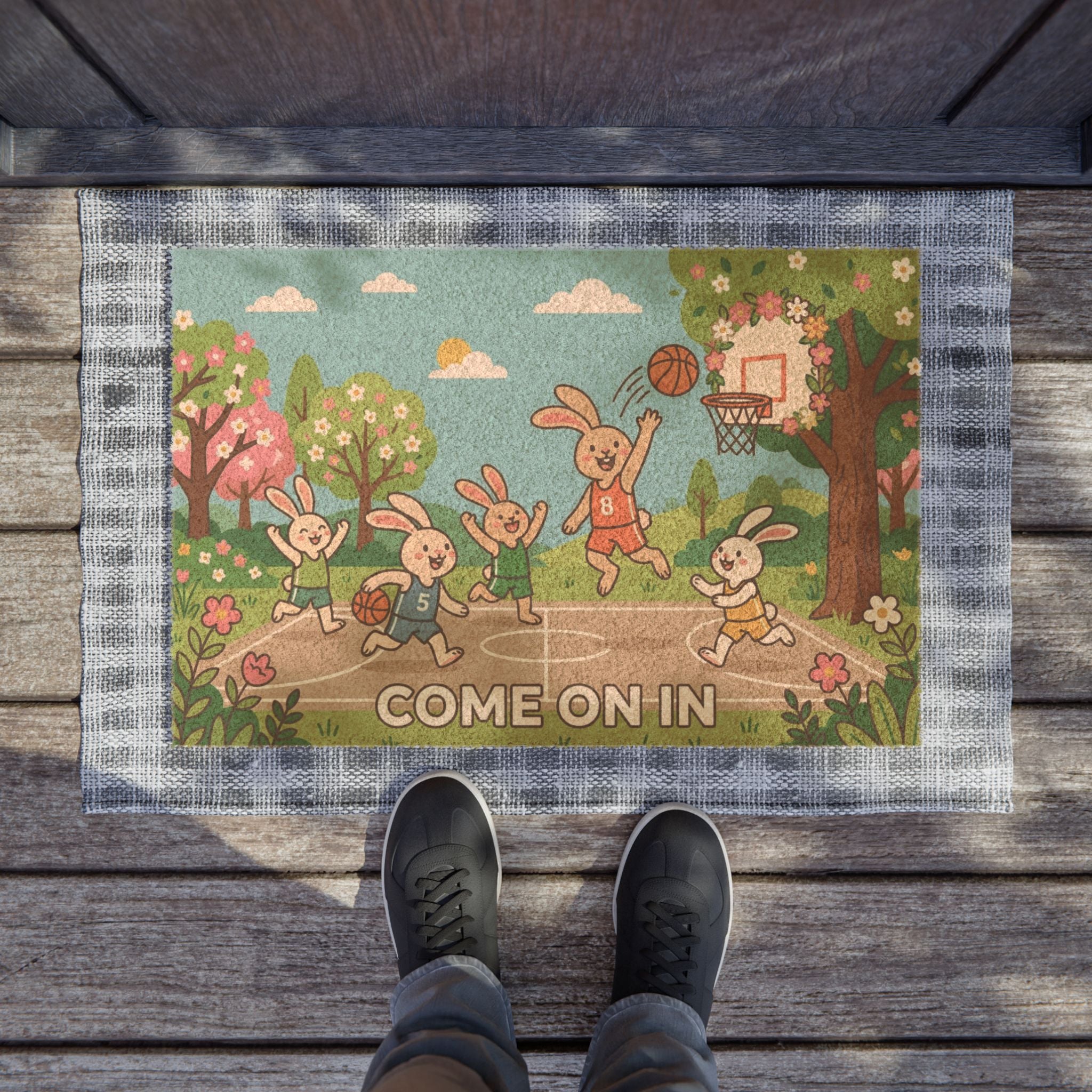 Hoppy Hoops Spring Welcome Doormat