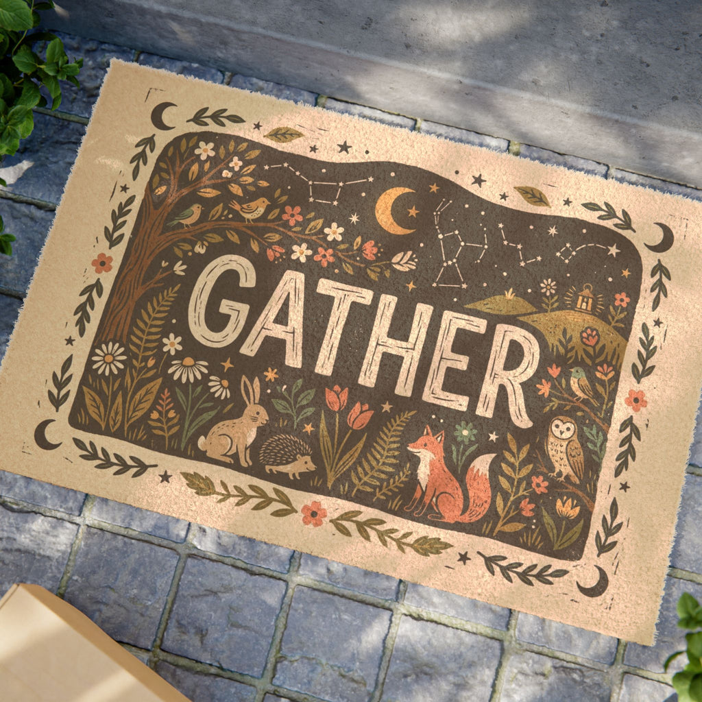 Celestial Gather Woodland Blockprint Art
