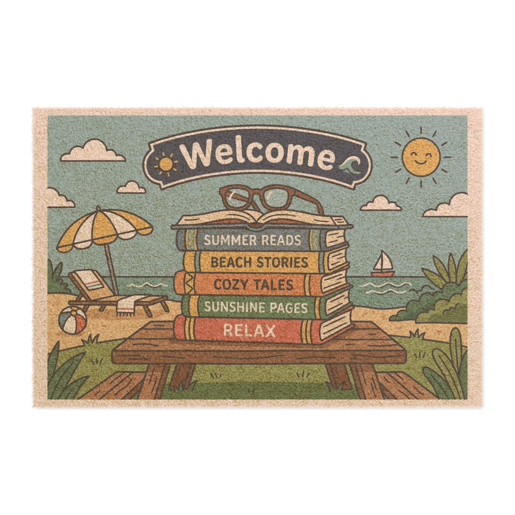 Sunny Bookworm Beach Welcome Doormat