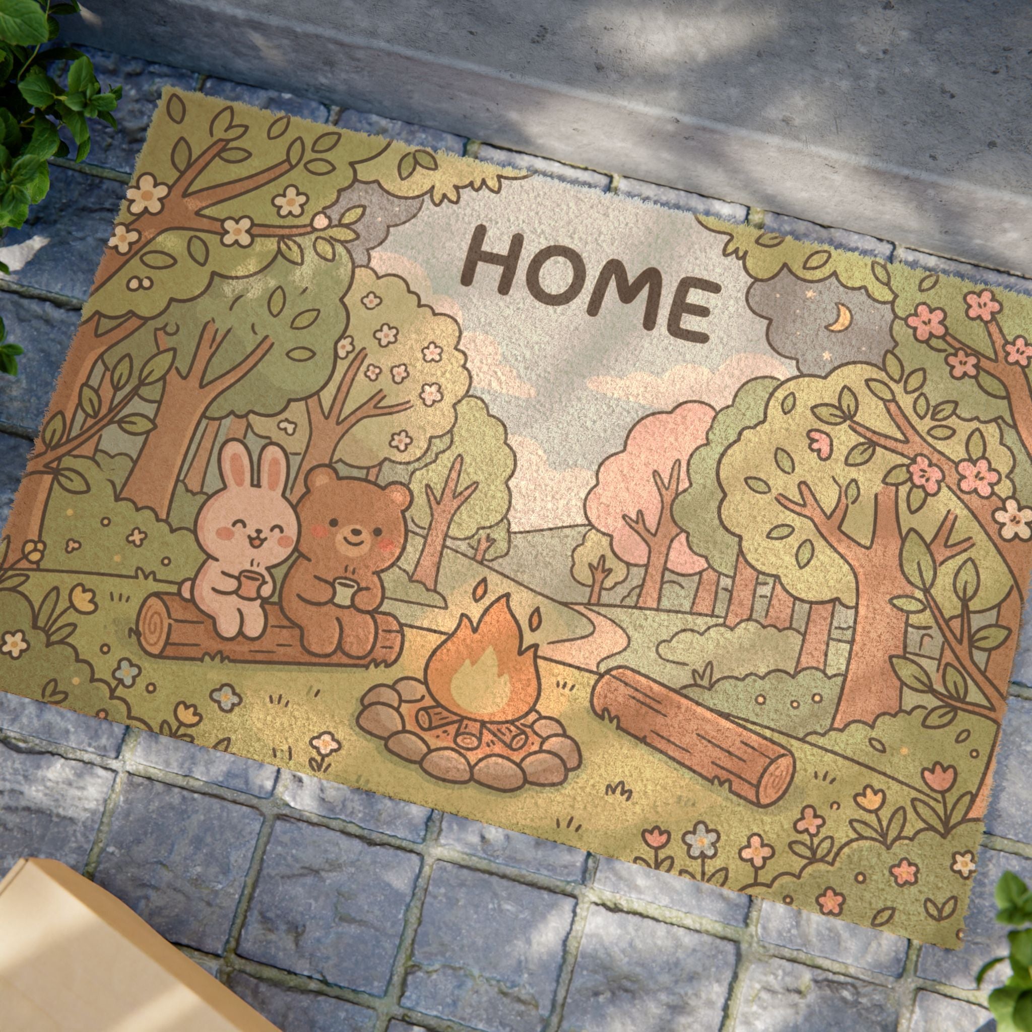 Kawaii Campfire Friends Home Welcome Doormat