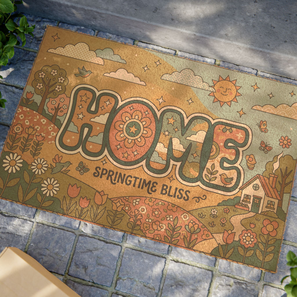 Retro 70s Springtime Bliss Home Doormat