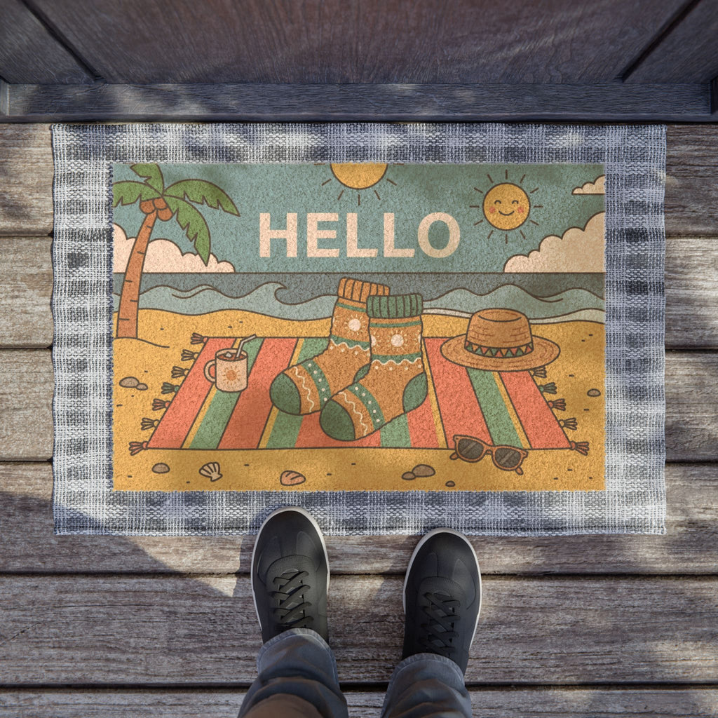Cozy Summer Socks Beachside Welcome Mat