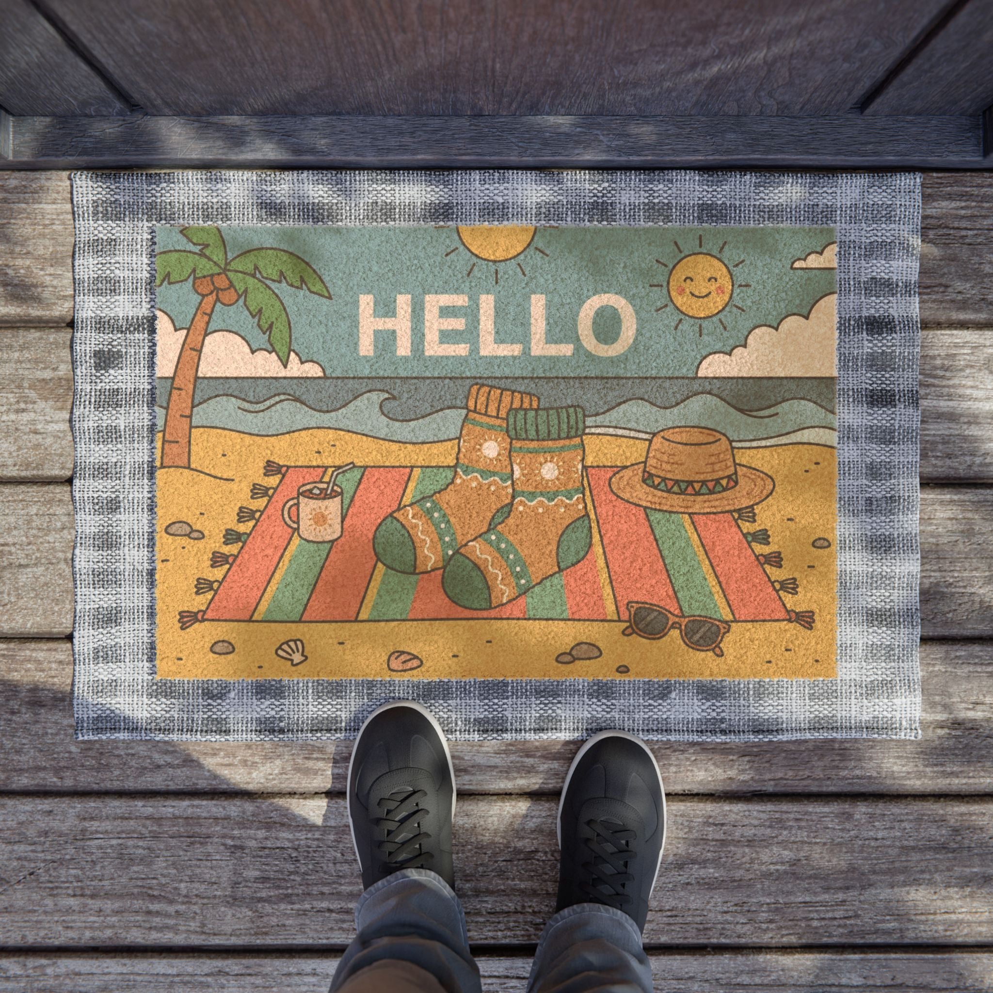 Cozy Summer Socks Beachside Welcome Mat