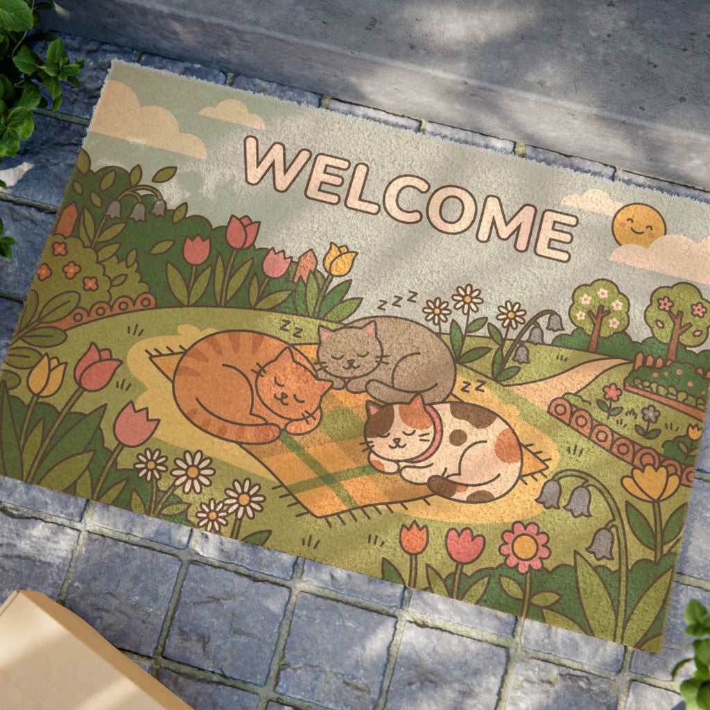 Cozy Garden Kitties Welcome Doormat
