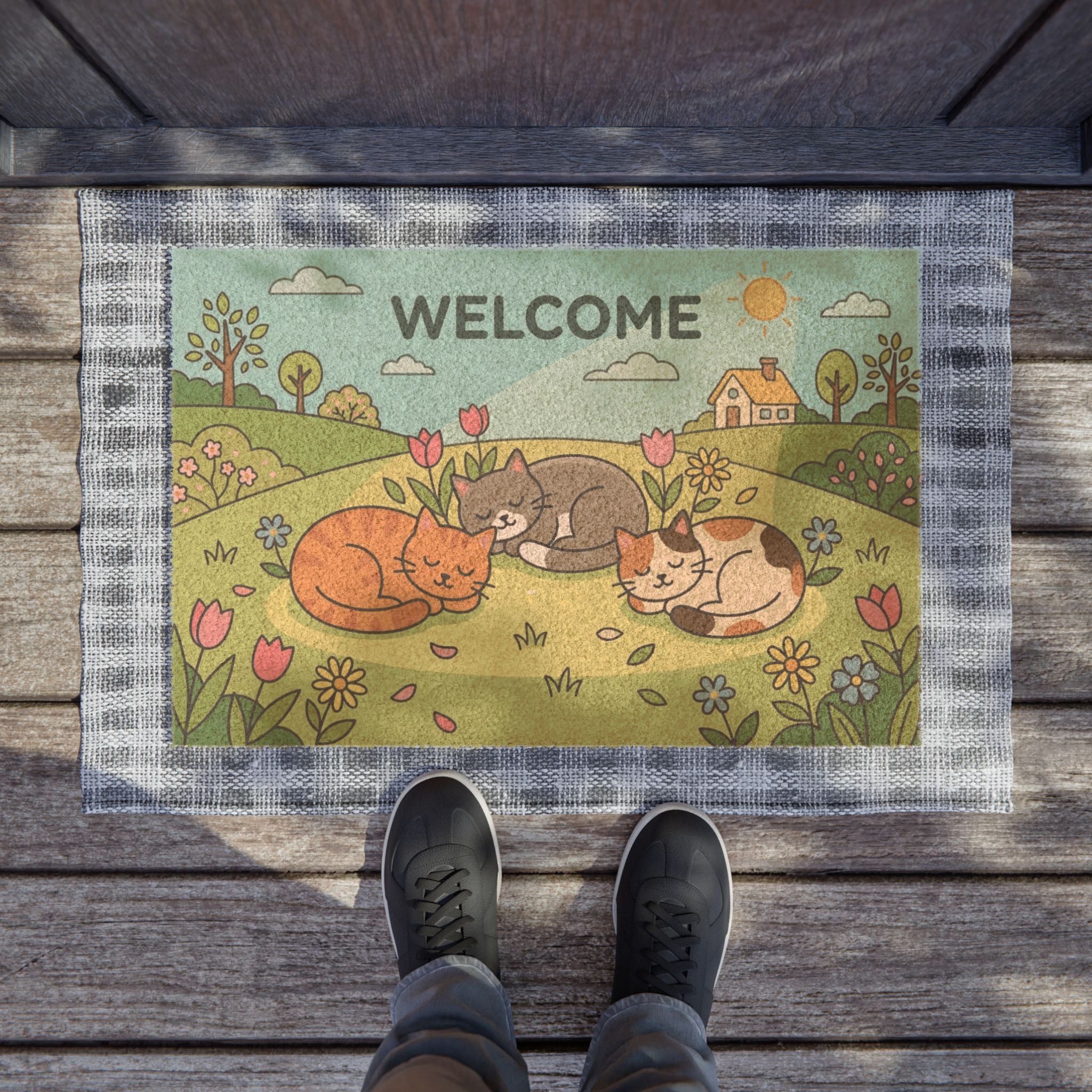 Cozy Cats Spring Welcome Mat