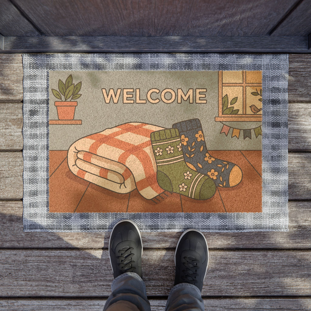 Cozy Spring Socks Welcome Mat