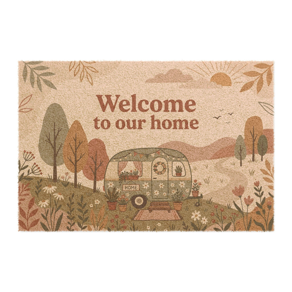 Retro Botanical Camper Welcome Doormat