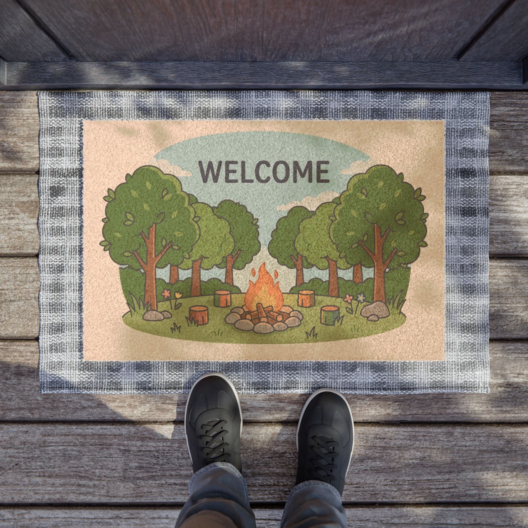 Woodland Campfire Welcome Mat