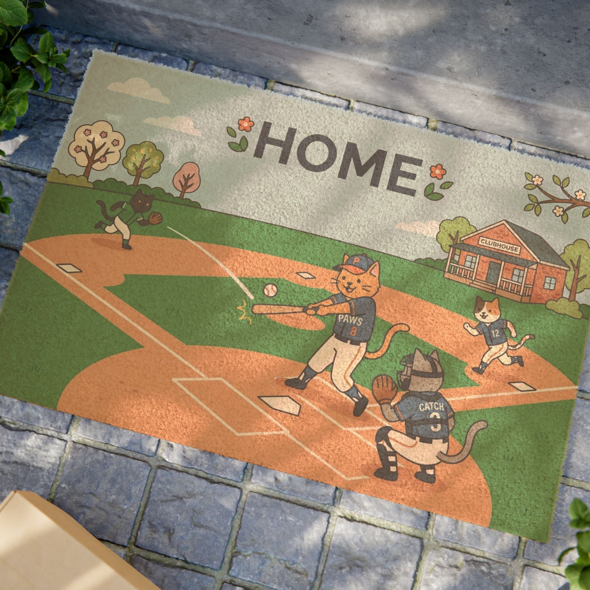 Home Plate Kittens Welcome Mat
