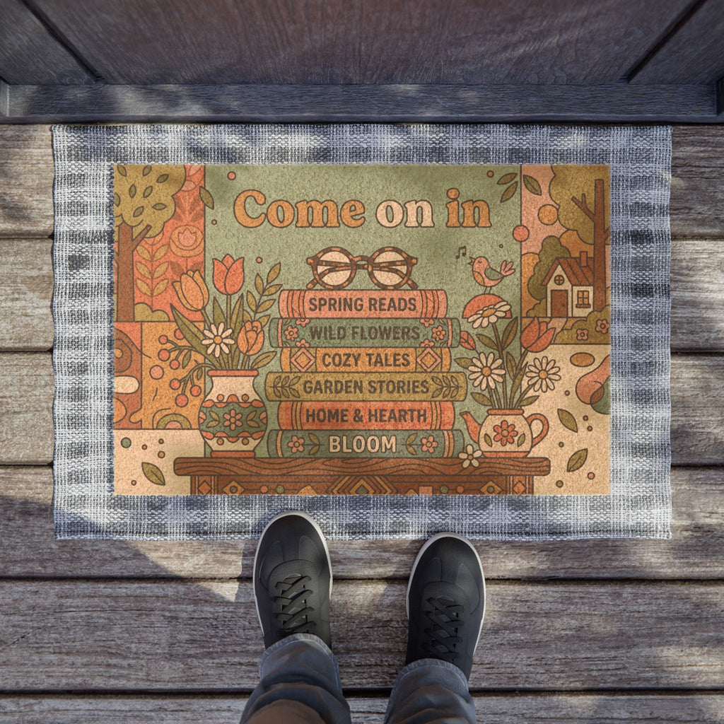 Retro Cozy Spring Reads Welcome Doormat