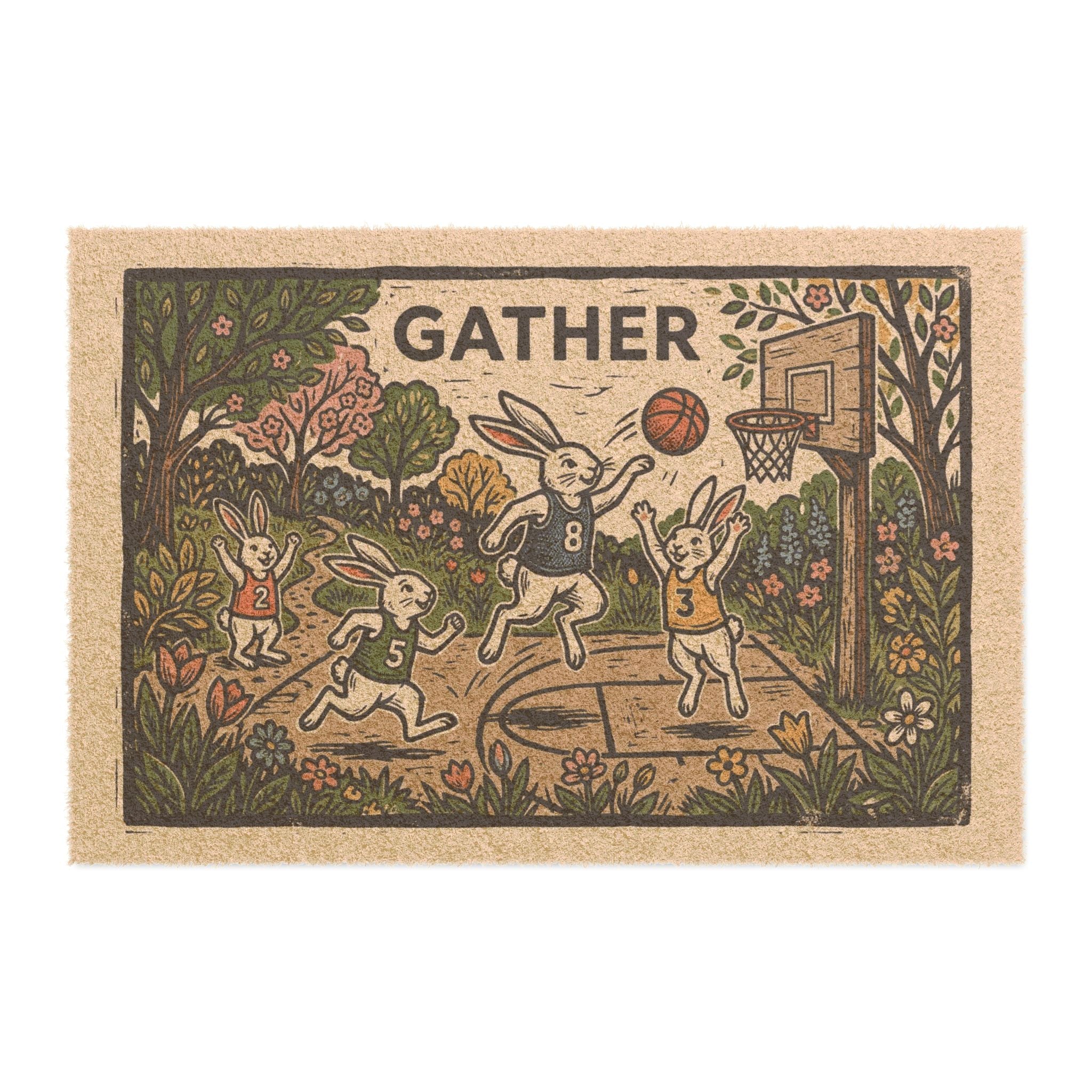 Retro Gather Spring Hoops Blockprint Art
