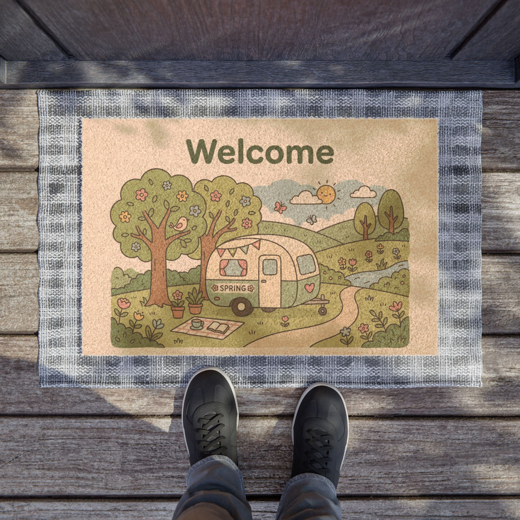 Kawaii Retro Camper Spring Welcome Doormat