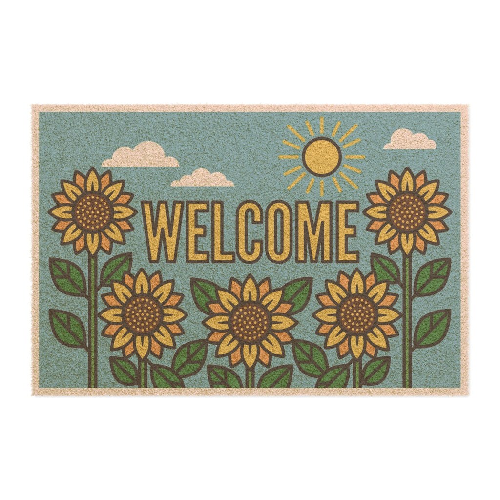Sunny Retro Sunflower Pop Art Welcome Doormat